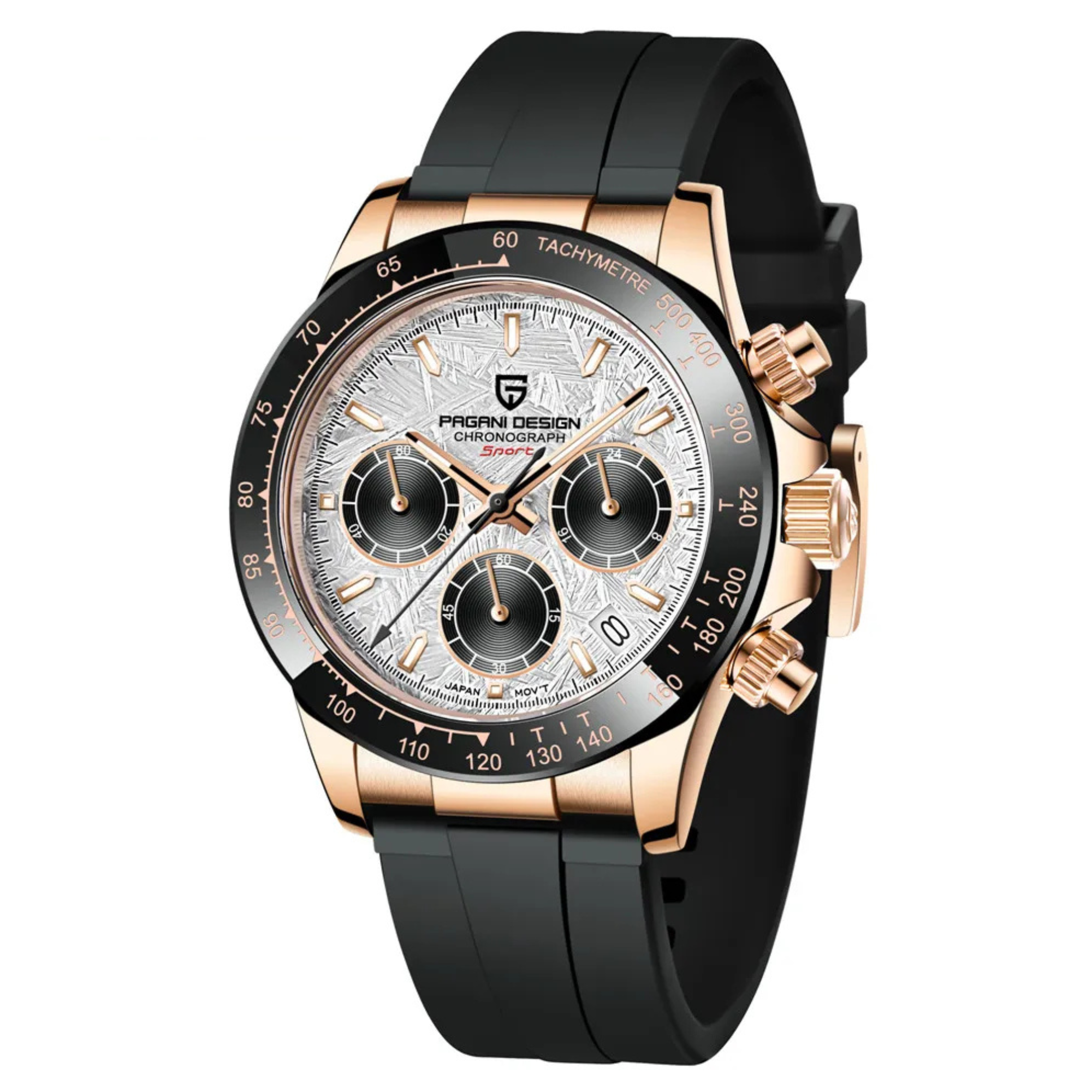 Chronographe Meridian Meteorite — Verre saphir · Mouvement Seiko · 100M