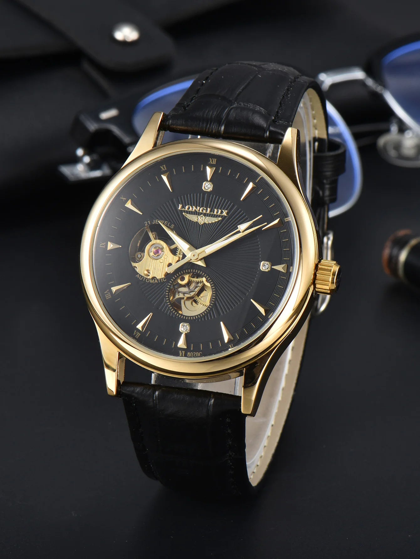Meridian Aurum — Relógio Esqueletizado Automático Dourado