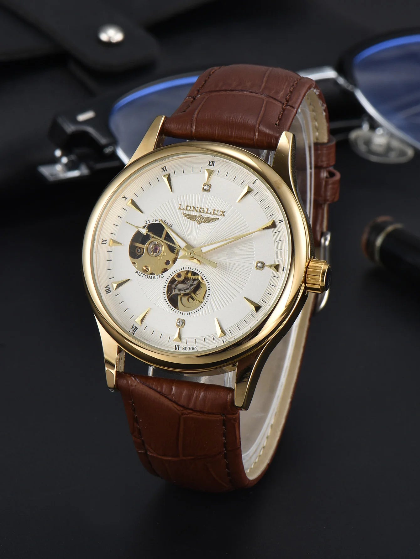 Meridian Aurum — Relógio Esqueletizado Automático Dourado