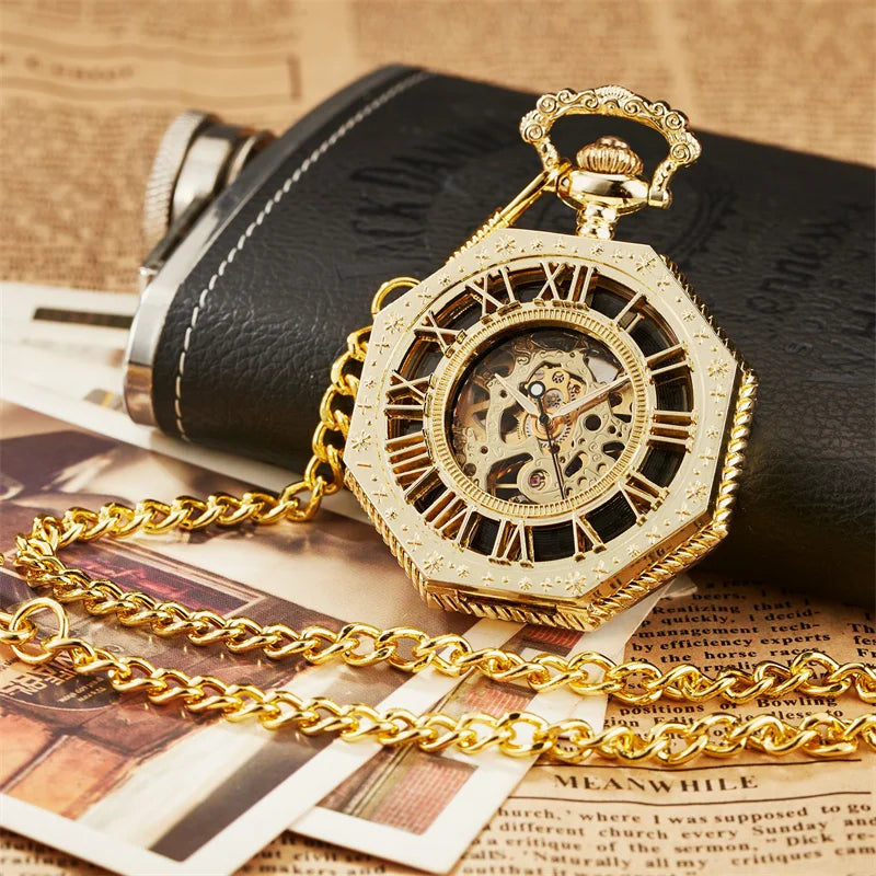 Meridian Hexagon — Gold Skeleton Pocket Watch