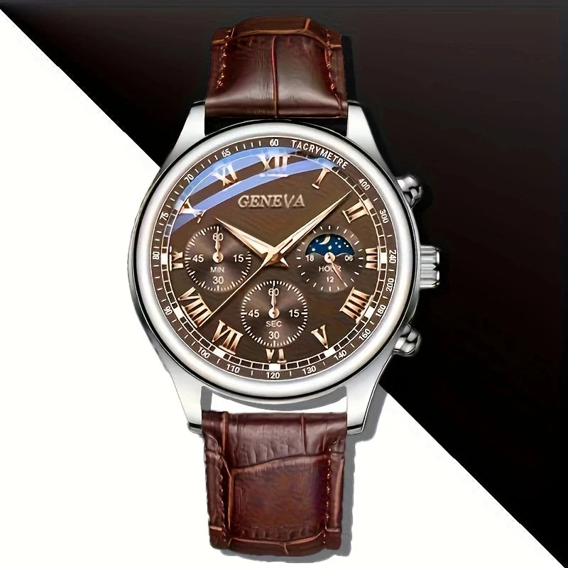 Cadran romain Meridian — Cuir marron