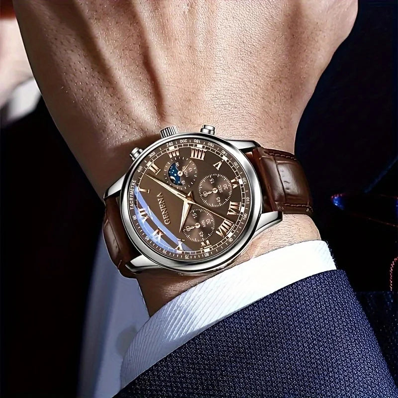 Meridian Roman Dial — Brown Leather