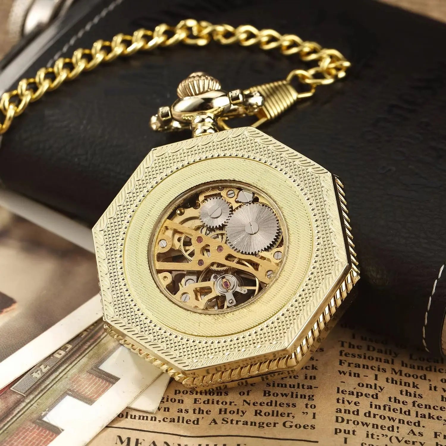 Meridian Hexagon — Gold Skeleton Pocket Watch