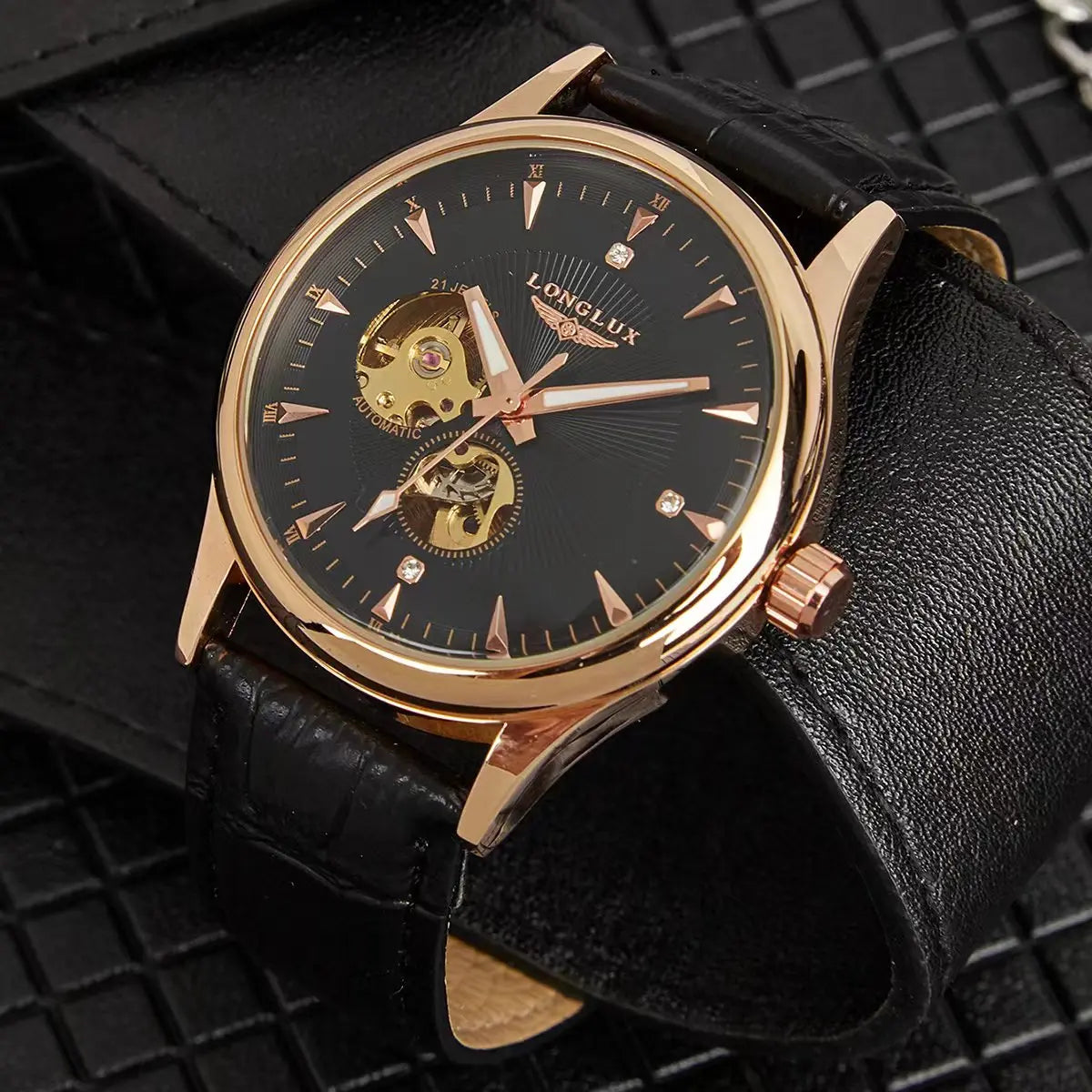 Meridian Aurum — Relógio Esqueletizado Automático Dourado