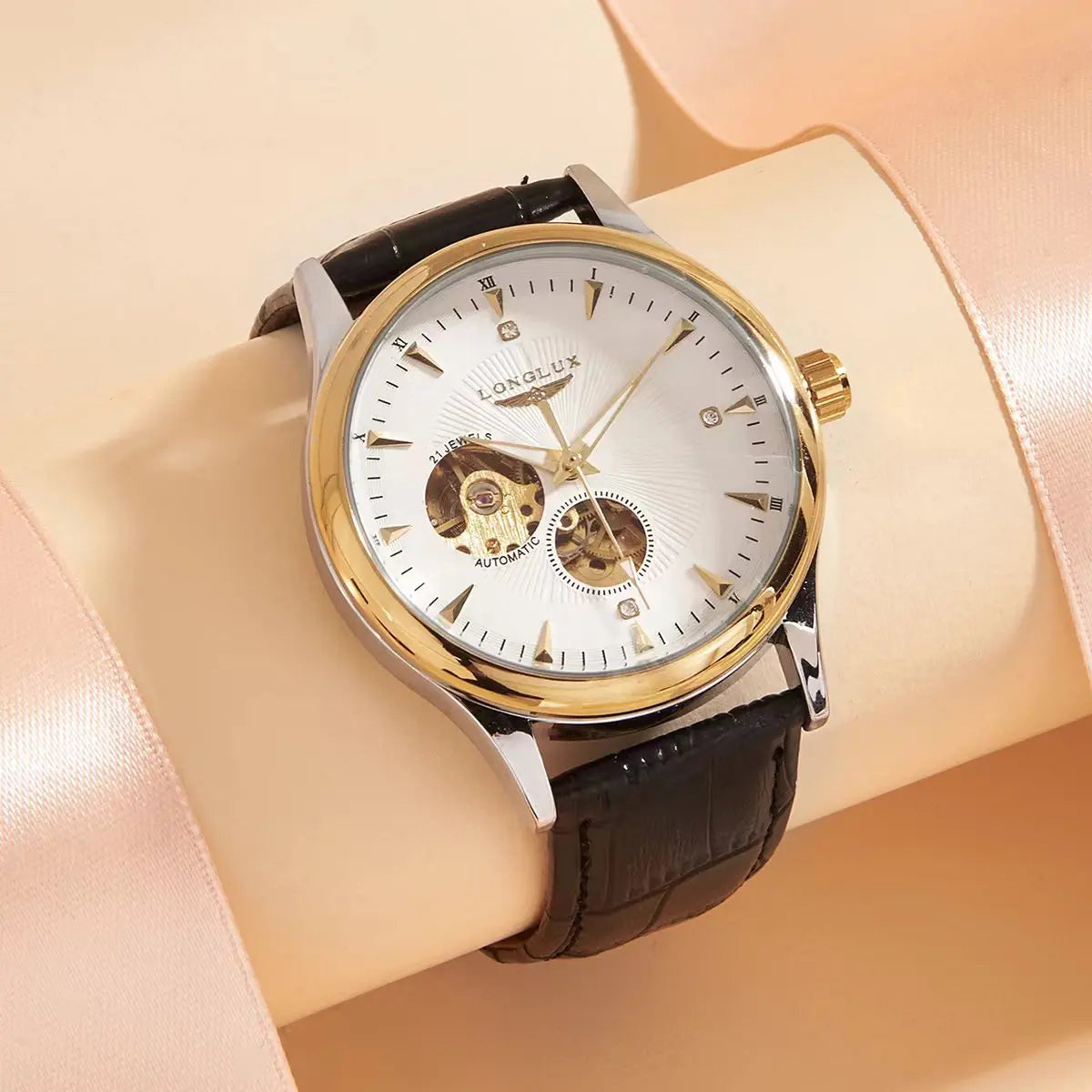 Meridian Aurum — Relógio Esqueletizado Automático Dourado