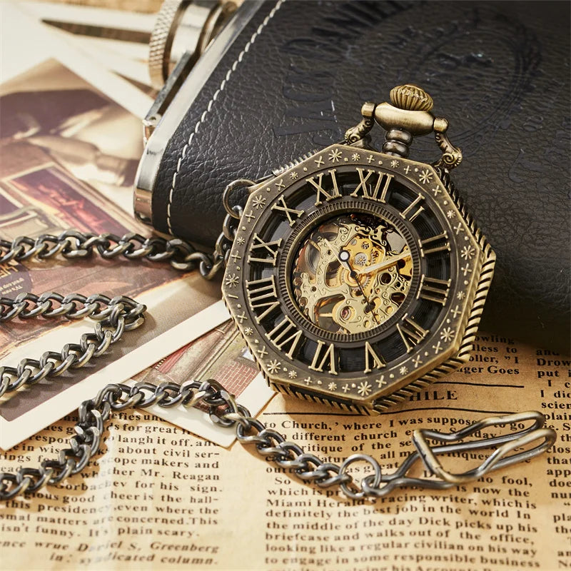 Meridian Hexagon — Gold Skeleton Pocket Watch