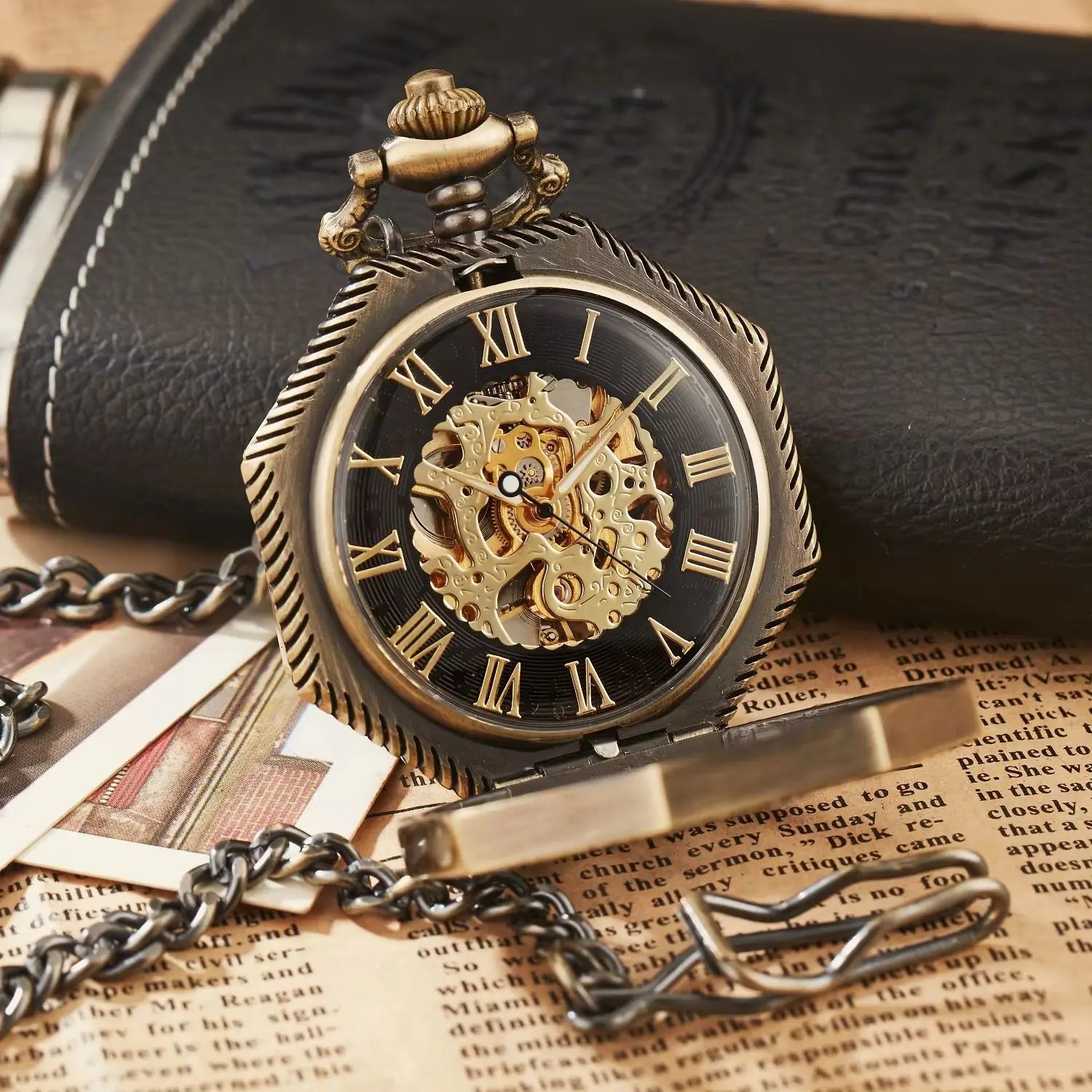 Meridian Hexagon — Gold Skeleton Pocket Watch