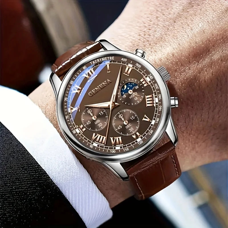 Cadran romain Meridian — Cuir marron